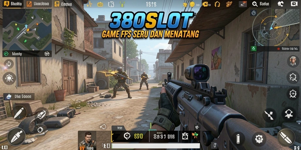 Tangkapan layar menampilkan aksi tembak-menembak intens di 380SLOT.
