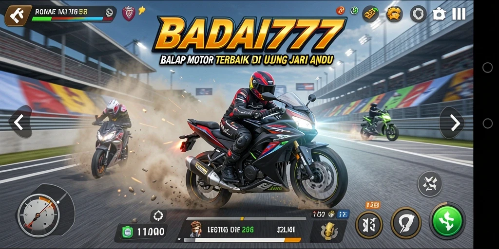 Gameplay BADAI777 yang menegangkan dalam balapan motor.