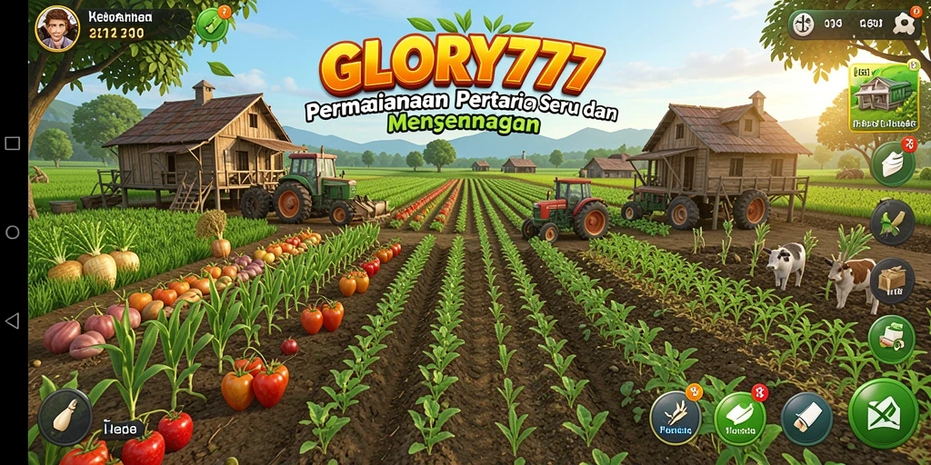 Tangkapan layar gameplay GLORY777 menampilkan aktivitas berkebun yang menyenangkan dan interaktif.