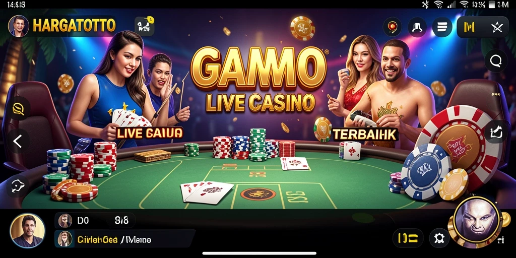 Tampilan gameplay seru di HARGATOTO dengan dealer langsung dan interaksi pemain.