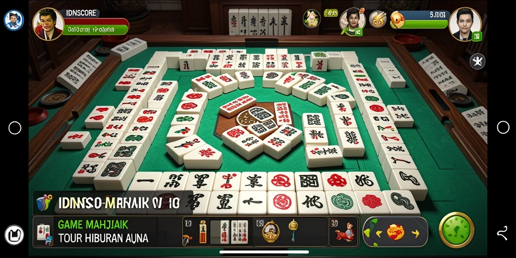Screenshot dari gameplay seru IDNSCORE dalam menghadapi tantangan Mahjong.