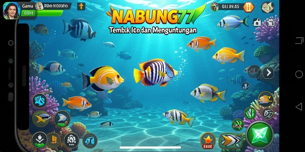 Tampilan gameplay NABUNG77 dalam aksi Tembak Ikan yang seru.