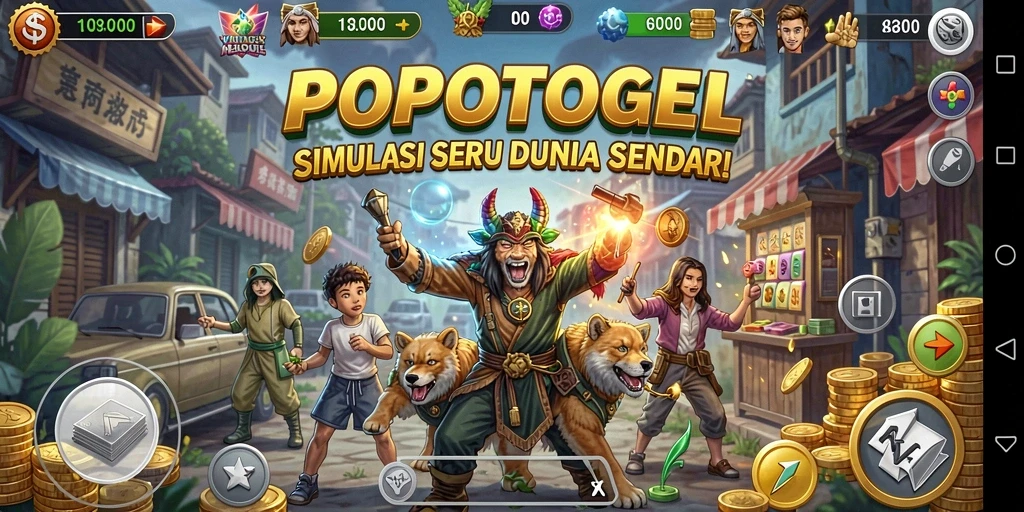 Screenshot gameplay <strong>POPOTOGEL</strong> yang menampilkan dunia virtual yang luas dan interaktif.