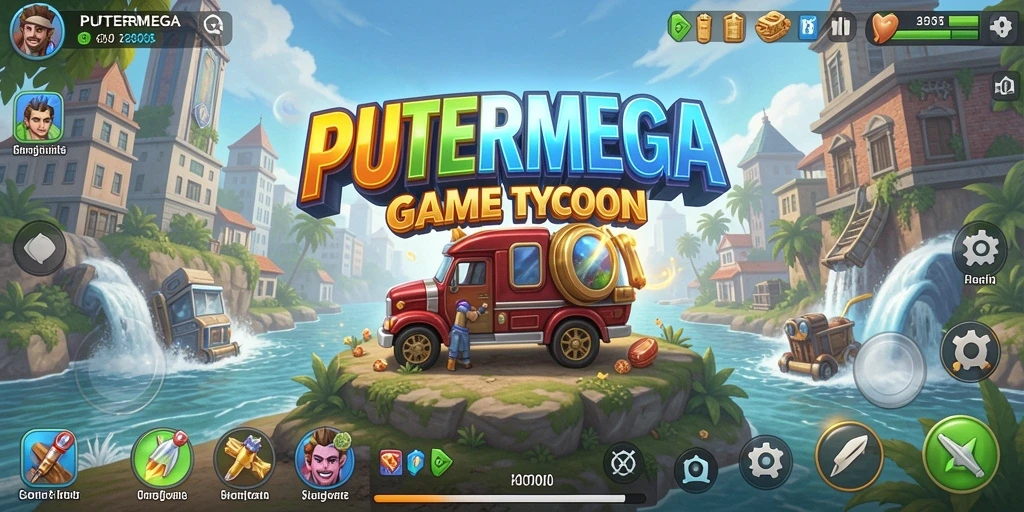 Screenshot utama PUTERMEGA menampilkan gameplay seru dalam membangun bisnis.