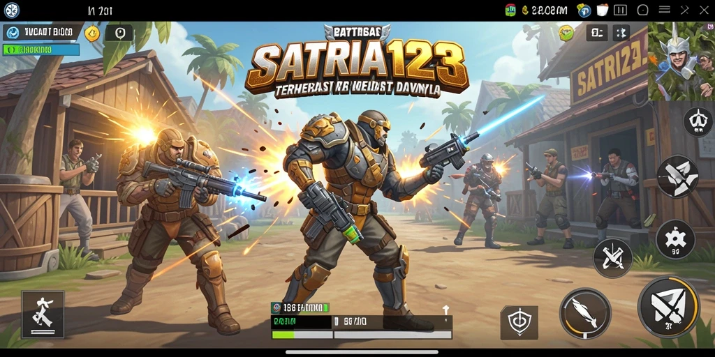 Screenshot SATRIA123 menampilkan aksi seru di arena Battle Royale.