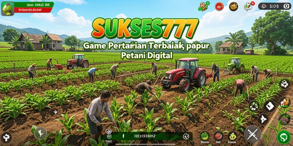 Tangkapan layar gameplay <strong>SUKSES777</strong> menampilkan petak pertanian yang subur dan aktivitas bertani.