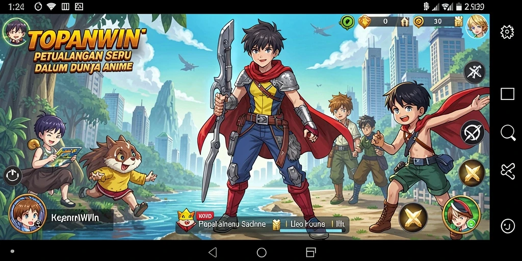 Tampilan gameplay seru dalam dunia Anime yang penuh warna.